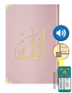 Hafız Boy Kadife Kur'an-ı Kerim (Pudra Pembe, Nakışlı, Yaldızlı, Mühürlü) (Ciltli)