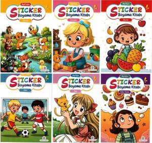 Neşeli Sticker Boyama Kitabı Seti - 6 Kitap Takım
