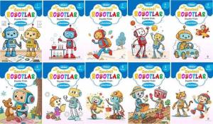 Sevimli Robotlar Boyama Kitabı Seti - 10 Kitap Takım