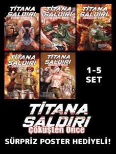 Titana Saldırı - Çöküşten Önce 1 - 5 - Poster Hediyeli Manga Set
