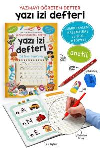 Yazı İzi Defteri - Yazmayı Öğreten Defter - Jumbo Kalem, Kalemtıraş ve Silgi Hediyeli
