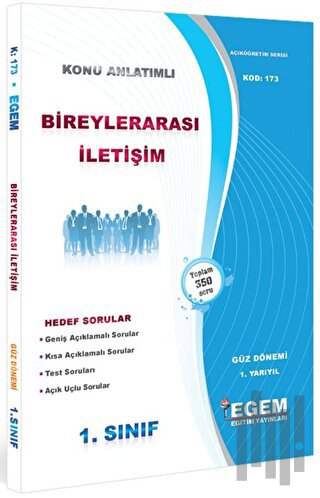 1. Sınıf 1. Yarıyıl Bireyler Arası İletişim Konu Anlatımlı Soru Bankası - Kod 173