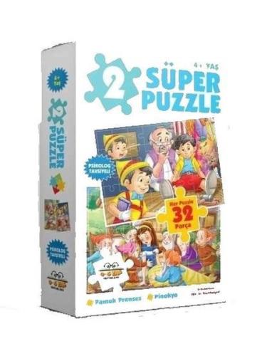 2 Süper Puzzle Pamuk Prenses-Pinokyo 32 Parça | Kitap Ambarı