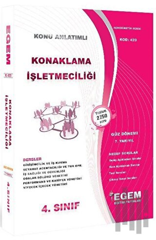 4. Sınıf 7. Yarıyıl Konaklama İşletmeciliği Hedef Sorular (Kod 420)