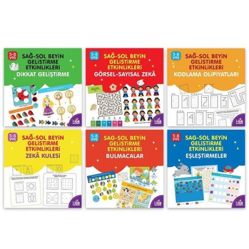 5 - 8 Yaş Sağ - Sol Beyin Geliştirme Etkinlikleri Seti - 6 Kitap Takım