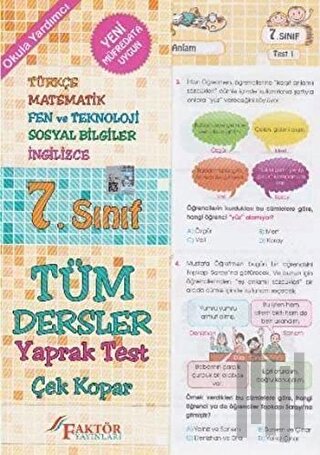 7. Sınıf Tüm Dersler Yaprak Test (Genel Deneme İlaveli)