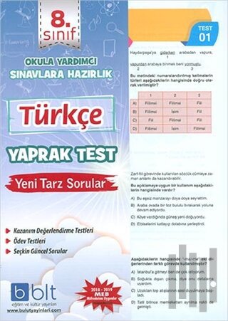 8. Sınıf Türkçe Yaprak Test | Kitap Ambarı