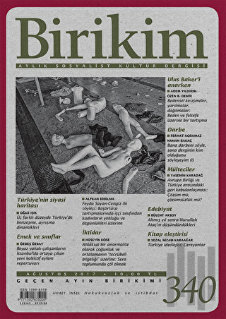 Birikim Aylık Sosyalist Kültür Dergisi Sayı: 340 Ağustos 2017 | Kitap 
