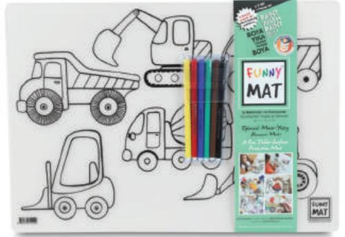 Funny Mat - İş Makineleri Ve Taşıtlar 6'Lı Kalem Hediyeli 30 x 40 cm