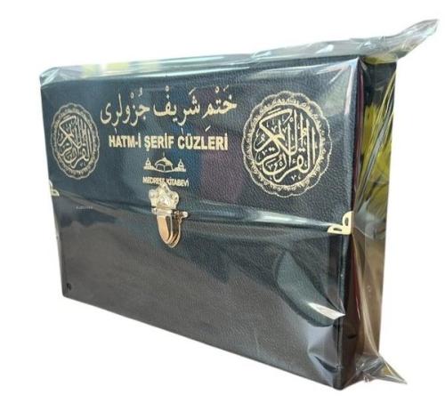 Kur'an-ı Kerim 30 Cüz Hatim Seti Bilgisayar Hatlı Rahle Boy - Çantalı Siyah Renk Deri Çantalı