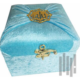 M285M - Mühürlü Cep Boy Kadife Sandıklı Mealli Kuran-ı Kerim - Mavi | 