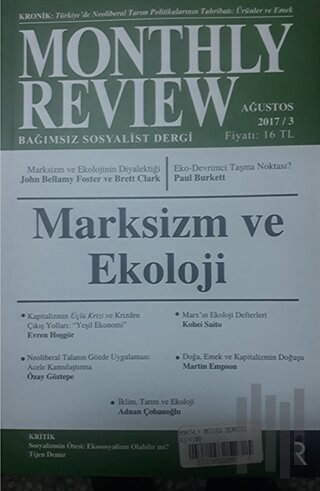 Monthly Review Bağımsız Sosyalist Dergi Ağustos 2017/ 3. Sayı | Kitap 