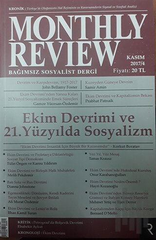 Monthly Review Bağımsız Sosyalist Dergi Kasım 2017 / 4. Sayı | Kitap A