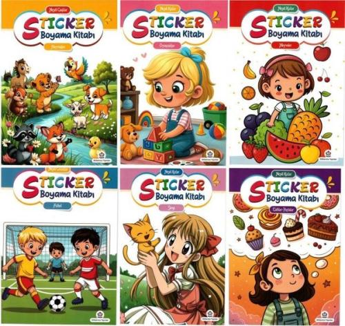 Neşeli Sticker Boyama Kitabı Seti - 6 Kitap Takım | Kitap Ambarı
