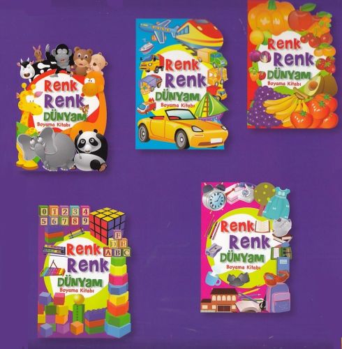 Renk Renk Dünyam Boyama Kitabı (5 Kitap) | Kitap Ambarı