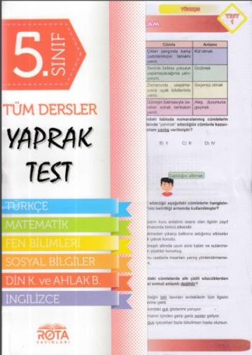 Rota 5.Sınıf Tüm Dersler Yaprak Test (Yeni) | Kitap Ambarı