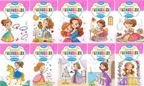 Sevimli Prensesler Boyama Kitabı Seti - 10 Kitap Takım | Kitap Ambarı