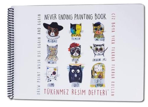 Tükenmez Resim Defteri - Ressam Kediler - 25x35 cm | Kitap Ambarı