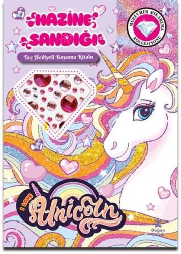 Unicorn - Hazine Sandığı - Taç Hediyeli Boyama Kitabı - Mücevher Çıkar
