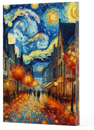 Van Gogh 3 - Sokak Çizgili Yan Boyamalı Defter | Kitap Ambarı