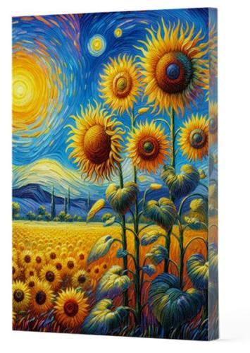 Van Gogh 4 - Ayçiçekleri Çizgili Yan Boyamalı Defter | Kitap Ambarı