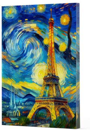 Van Gogh 9 - Eyfel Kulesi Çizgili Yan Boyamalı Defter | Kitap Ambarı