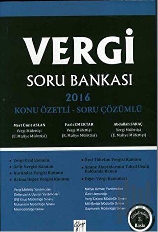 Vergi Soru Bankası 2016 - Konu Özetli Soru Çözümlü