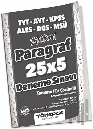 YKS TYT AYT KPSS ALES DGS MSÜ Muhtemel Paragraf 25x5 Deneme Çözümlü